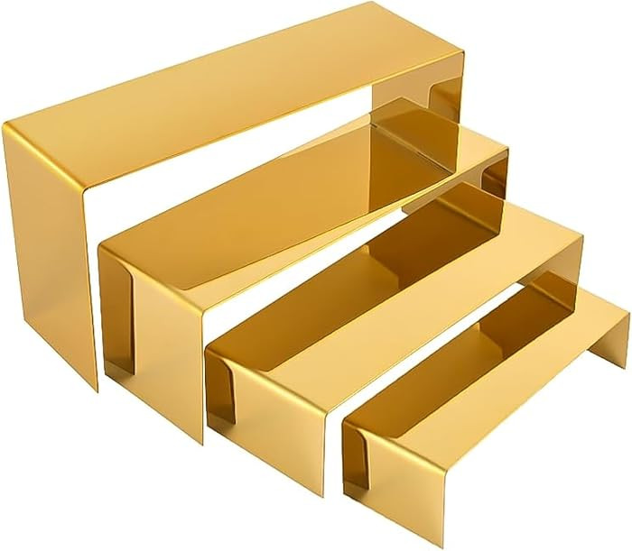 4 Pcs Gold Stainless Steel Display Risers, Display Stand for Cupcake Dessert Perfume Purse Handba... | Amazon (US)