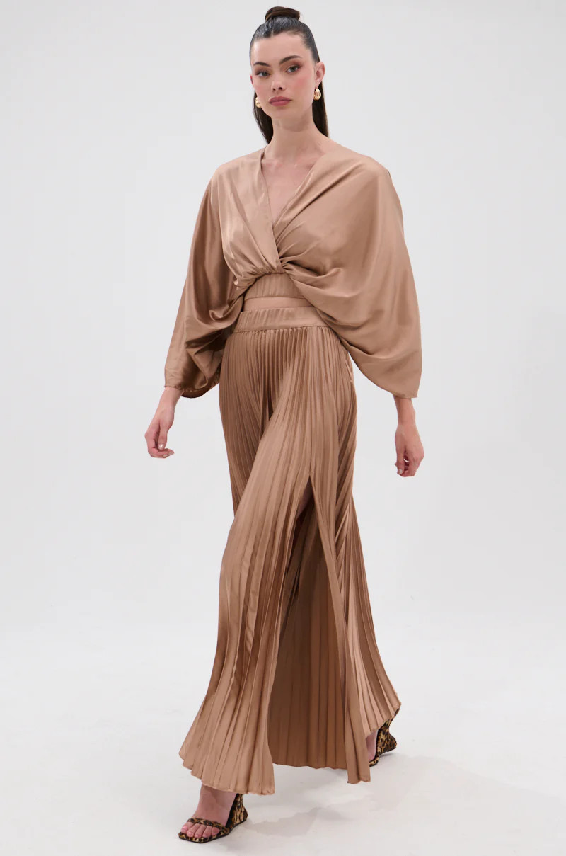 MILLIE MOCHA MOUSSE SATIN MAXI SKIRT | AKIRA