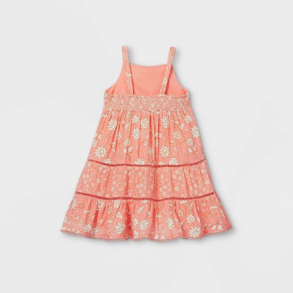 Toddler Girls' Floral Tiered Tank Dress - Cat & Jack™ Coral | Target