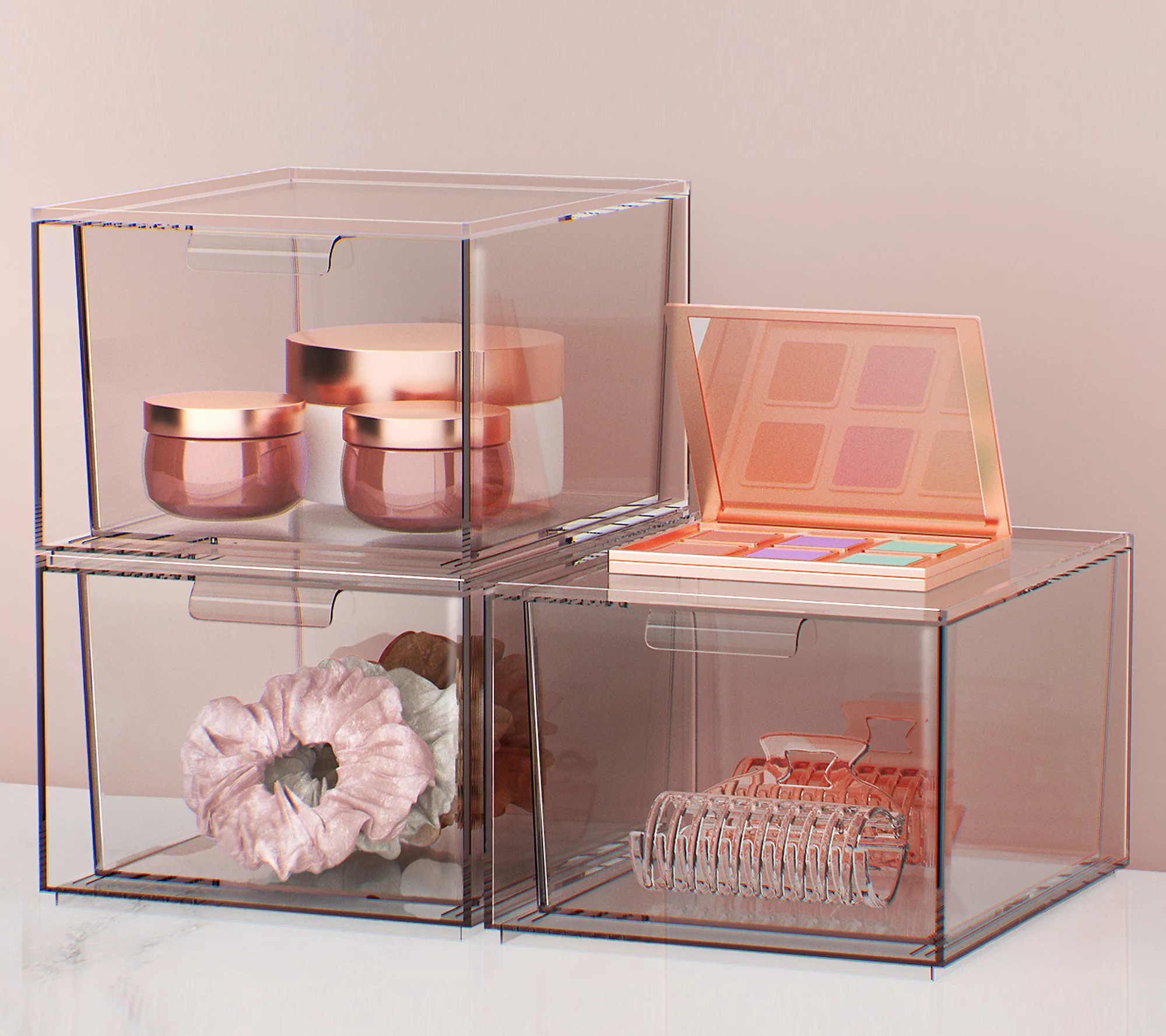 Sorbus 6 Pack Clear Stackable Acrylic Drawer Ma keup Organizer | QVC