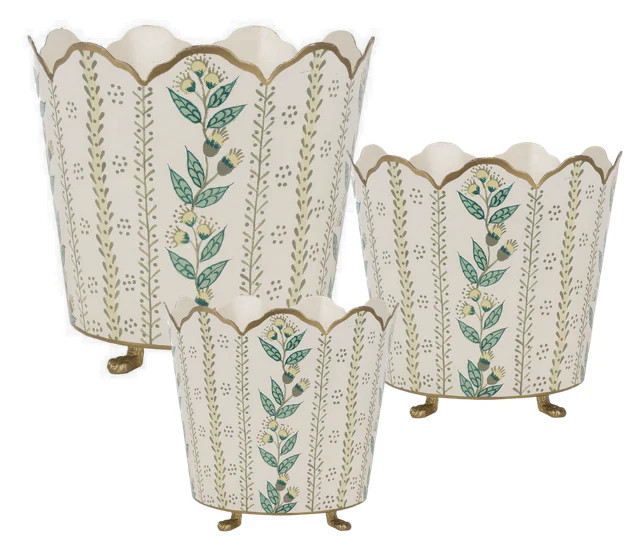 Ivory & Gold Floral Bucket Planter (3 Sizes) | The Enchanted Home