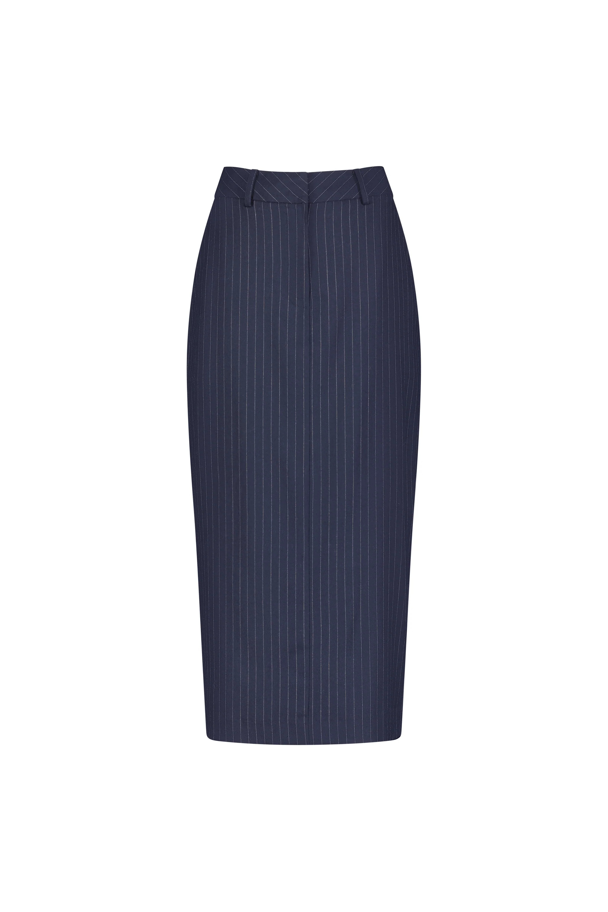 Pinstripe Wool Twill Column Maxi Skirt | MAYSON the label
