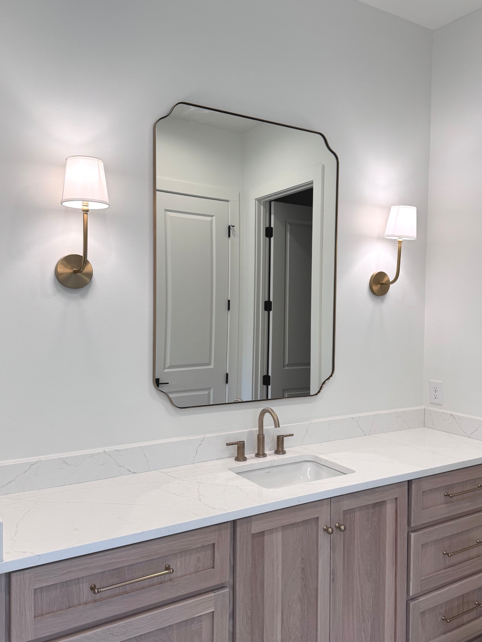 Vanity mirrors for our primary bathroom 🥰 we did brushed gold mirror to match champagne bronze finishes 

#LTKHome