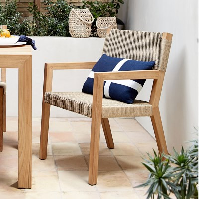 Larnaca Teak x All-Weather Weave Dining Armchair | Williams-Sonoma
