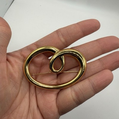 Vintage Monet Gold Tone Art Deco Nouveau Sculptural Brooch Pin Swirl | eBay US