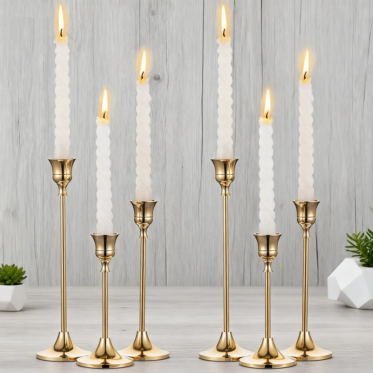 Mercer41 Elegant Candlestick Holders Set For Taper Candles, Decorative Centerpiece For Dining Tab... | Wayfair North America