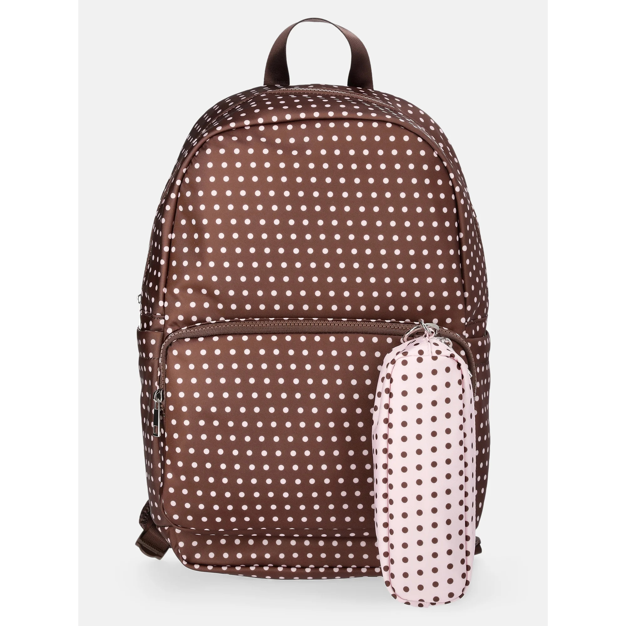 Weekend Academy Girl's Dome Backpack with Pouch, Brown/Pink Polka Dot | Walmart (US)