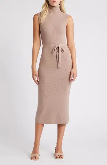 Charles Henry Turtleneck Sleeveless Rib Sweater Dress | Nordstrom | Nordstrom