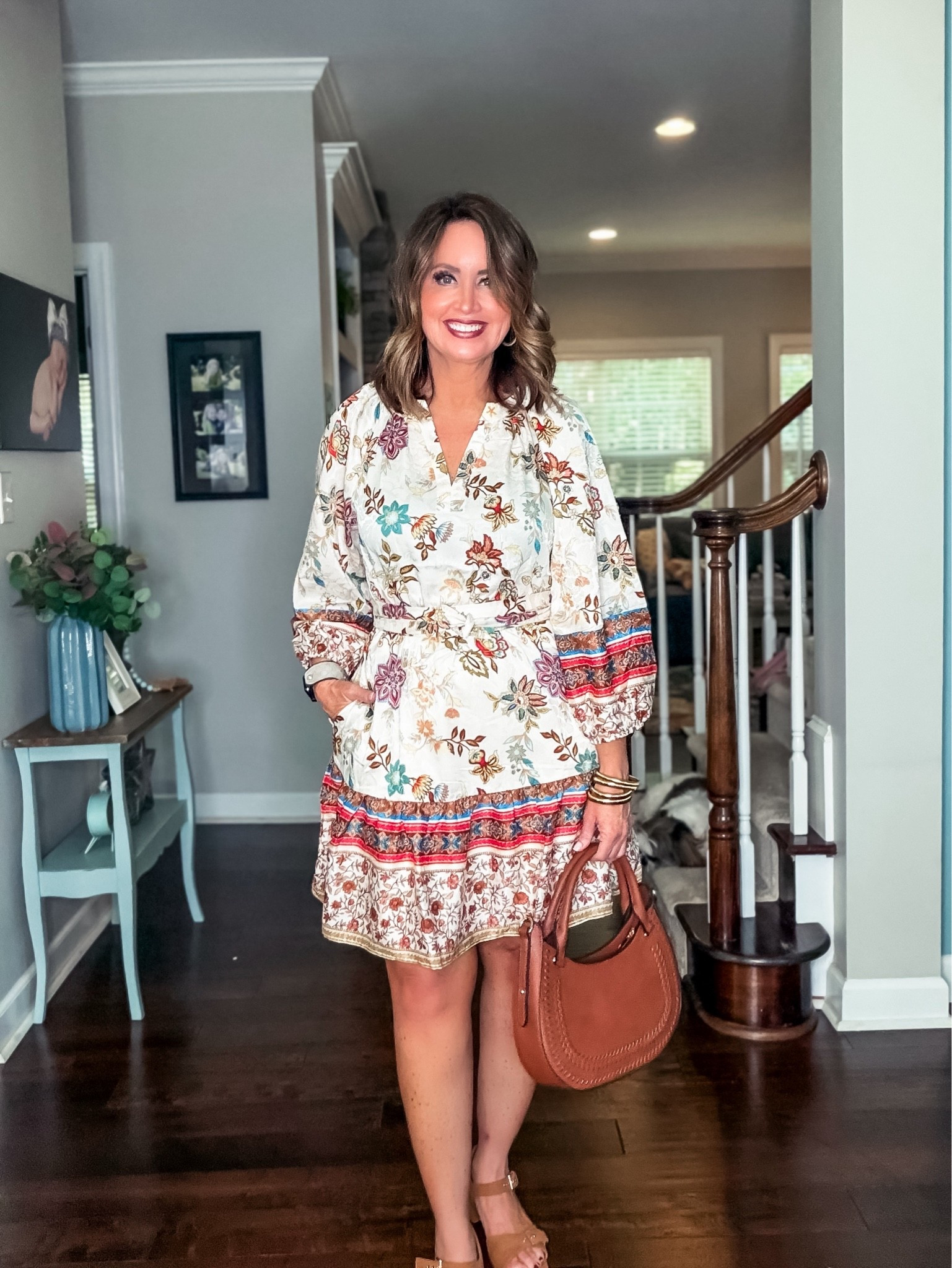 Fall mini dress - true to size (small)
Sandals - size down 1/2 size

#LTKOver40 #LTKgrwm #LTKootd