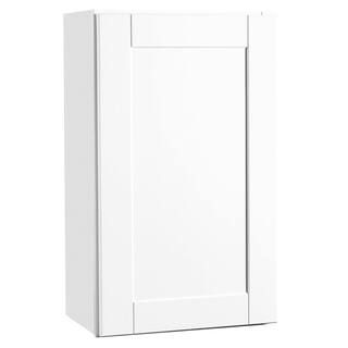 Hampton Bay Shaker 18 in. W x 12 in. D x 30 in. H Assembled Wall Kitchen Cabinet in Satin White K... | The Home Depot