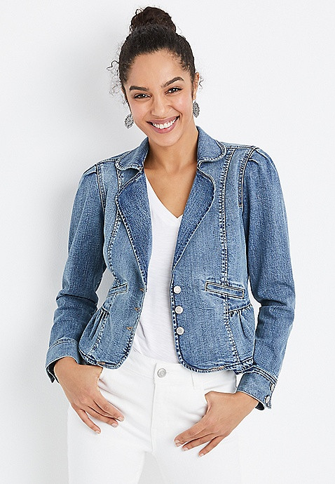 Denim Open Front Blazer | Maurices