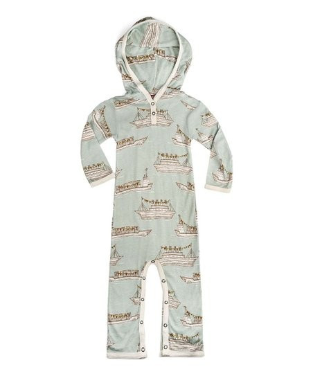 Blue & Gray Ships Hooded Playsuit - Infant | Zulily