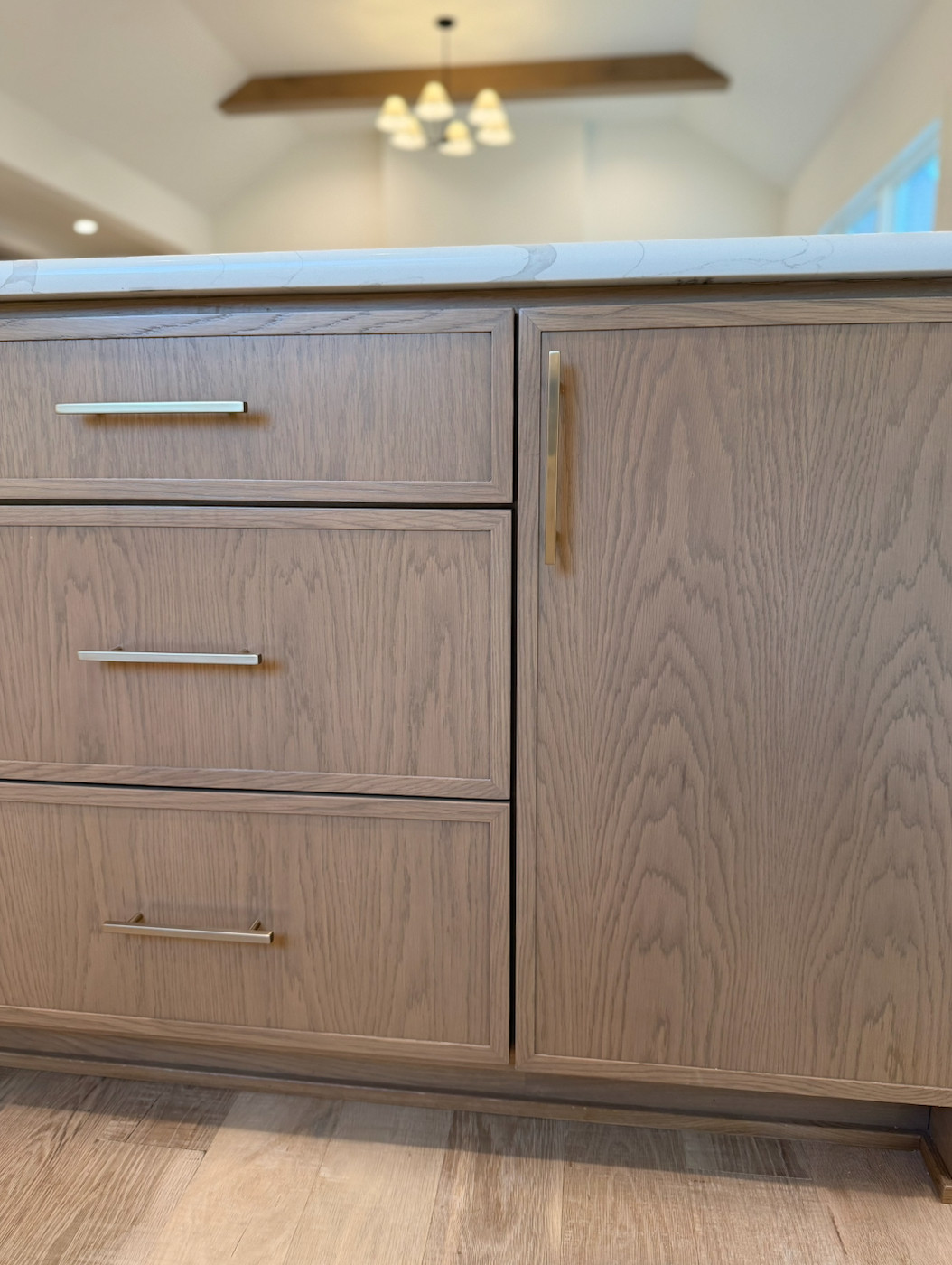 Obsessed with the white oak cabinets and satin brass combo. The counters are quartz! 

 #LTKHome