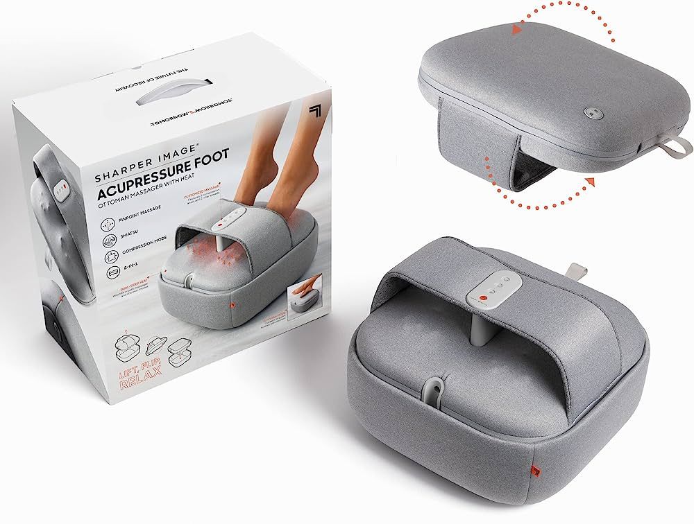 Sharper Image Acupressure Foot Massage Ottoman, Heated Shiatsu Massager with Compression, Dual-Si... | Amazon (US)