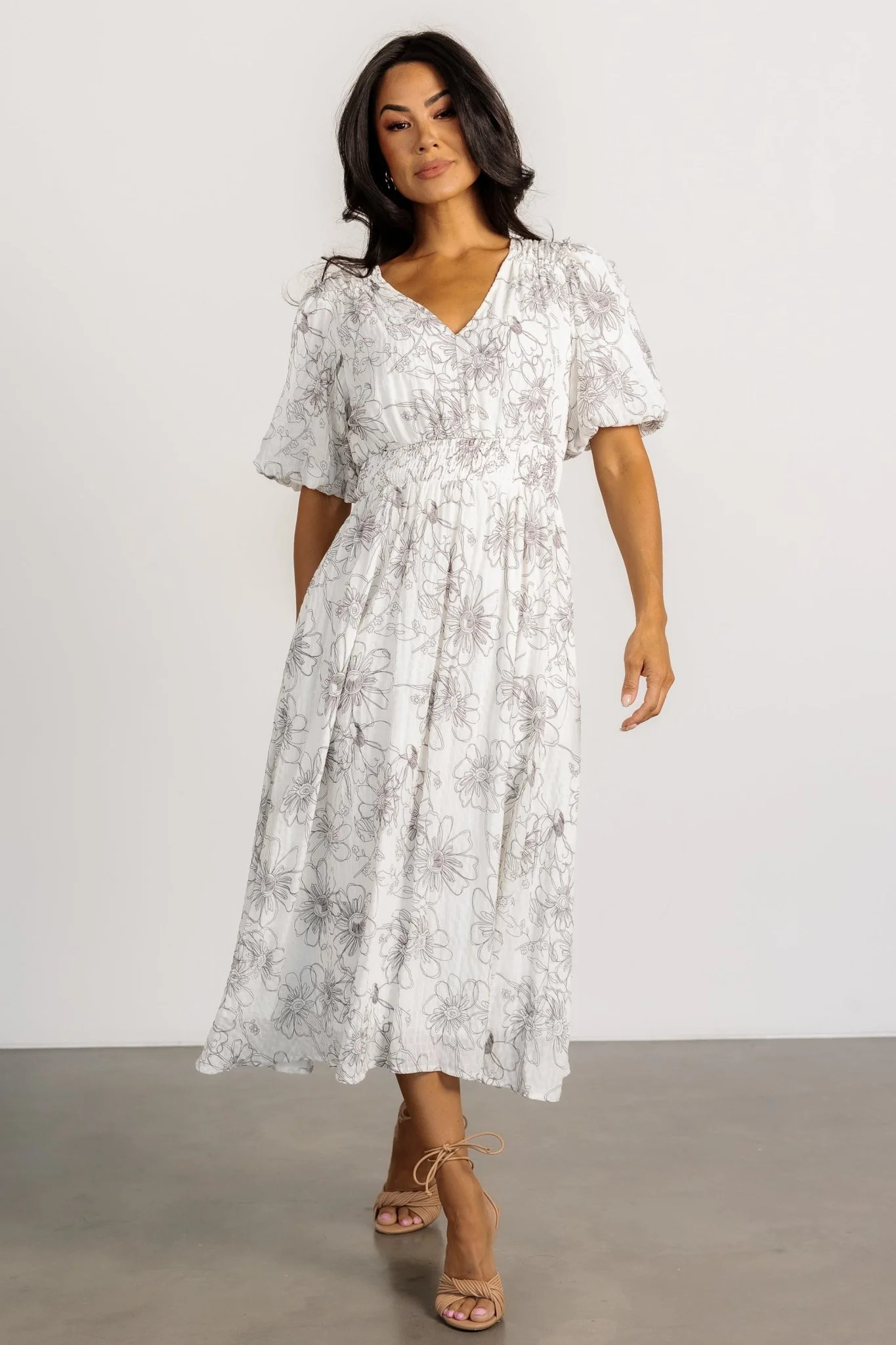 Makenna Midi Dress | Off White Print | Baltic Born