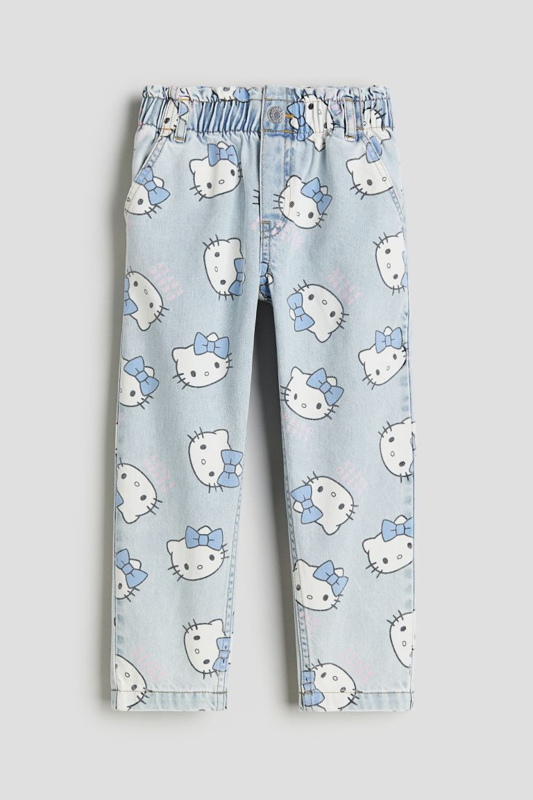 Relaxed Fit Paper Bag Jeans - Light denim blue/Hello Kitty - Kids | H&M US | H&M (US + CA)