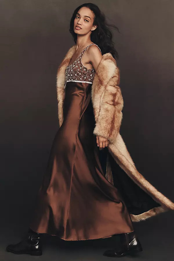 STAND STUDIO Nora Faux Fur Longline Coat | Anthropologie (US)