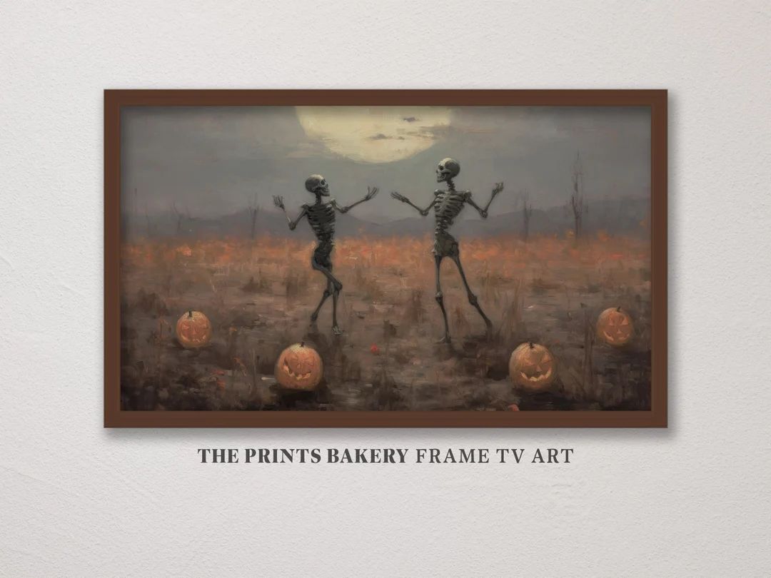 Vintage Halloween Frame TV Art Skeletons Dancing With - Etsy | Etsy (US)