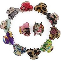 Mini 1.2 inch Plastic No-Slip Grip Jaw Hair Clip,Floral Printed Small Acrylic Hair Claw Clips for Girls and Women,Pack of 12 | Amazon (US)