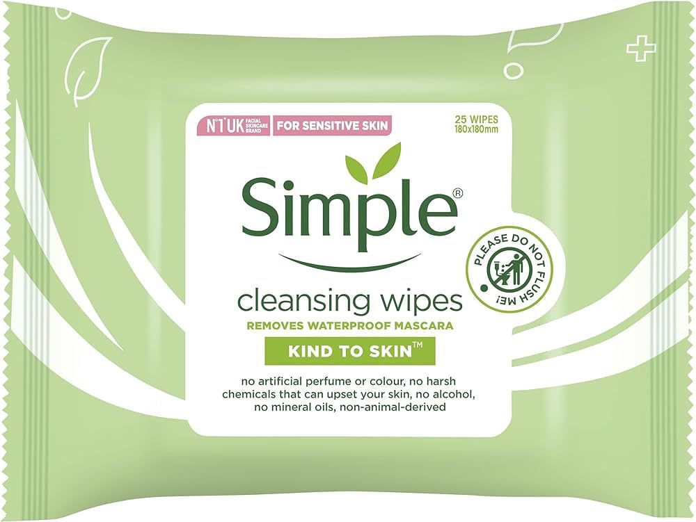 Simple Sensitive Skin Experts Kind To Skin Cleansing Facial Wipes, Waterproof Mascara Remover, Ev... | Amazon (US)