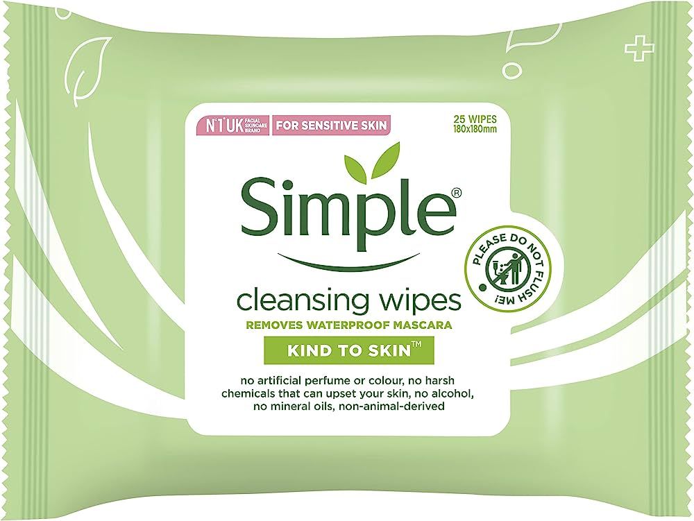 Simple Sensitive Skin Experts Kind To Skin Cleansing Facial Wipes, Waterproof Mascara Remover, Ev... | Amazon (US)