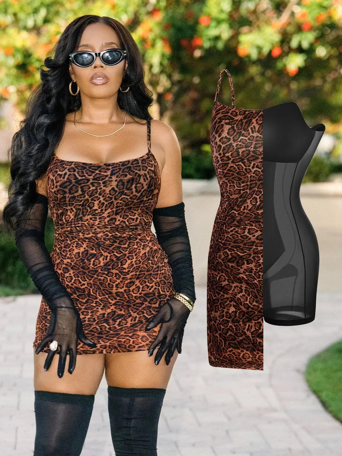 Popilush X Angela Shapewear Mesh Tummy Control Adjustable Strap Slip Dress | Popilush