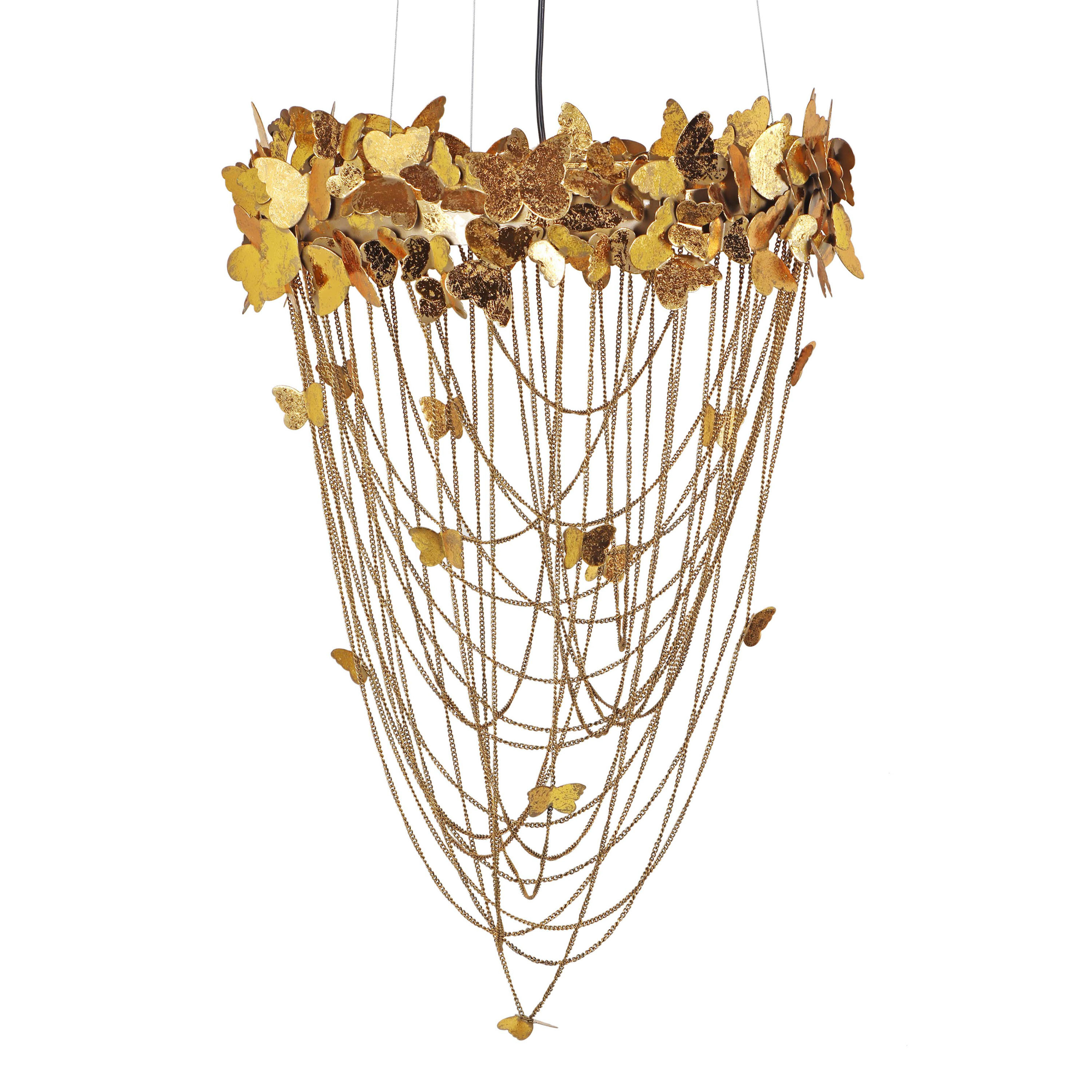 Gold Metal Butterfly 3 Light Chandelier | World Market