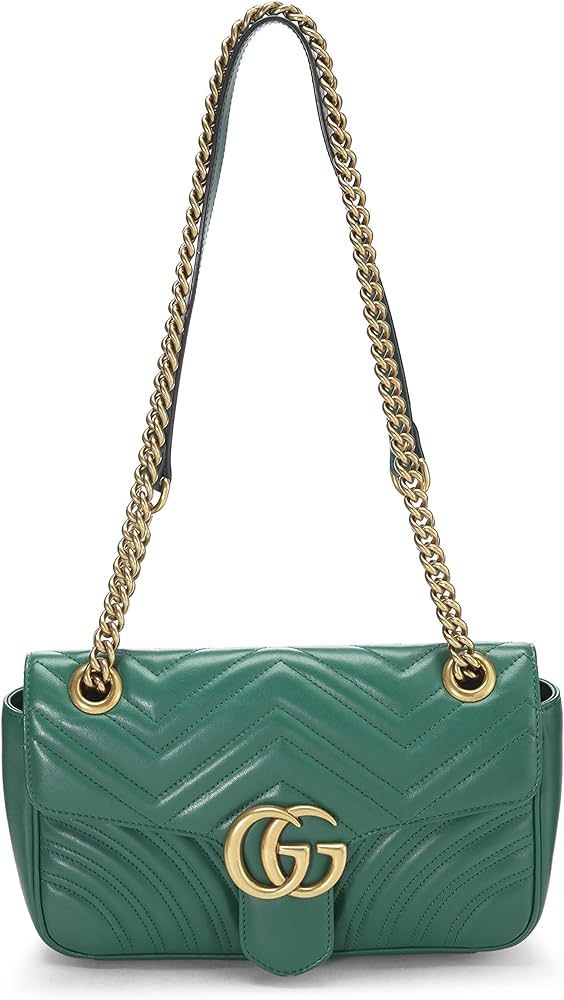Amazon.com: Gucci, Pre-Loved Green Leather Matelassé Marmont Shoulder Bag Small, Green : Luxury ... | Amazon (US)