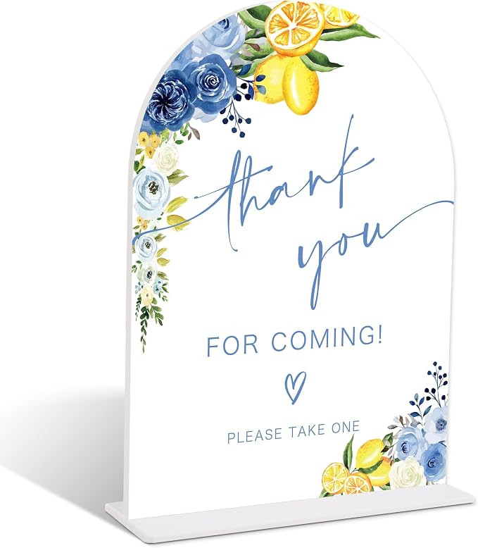 Blue Floral Lemon Thank You for Coming Sign, Something Blue Wedding Signage for Reception, Arch A... | Amazon (US)