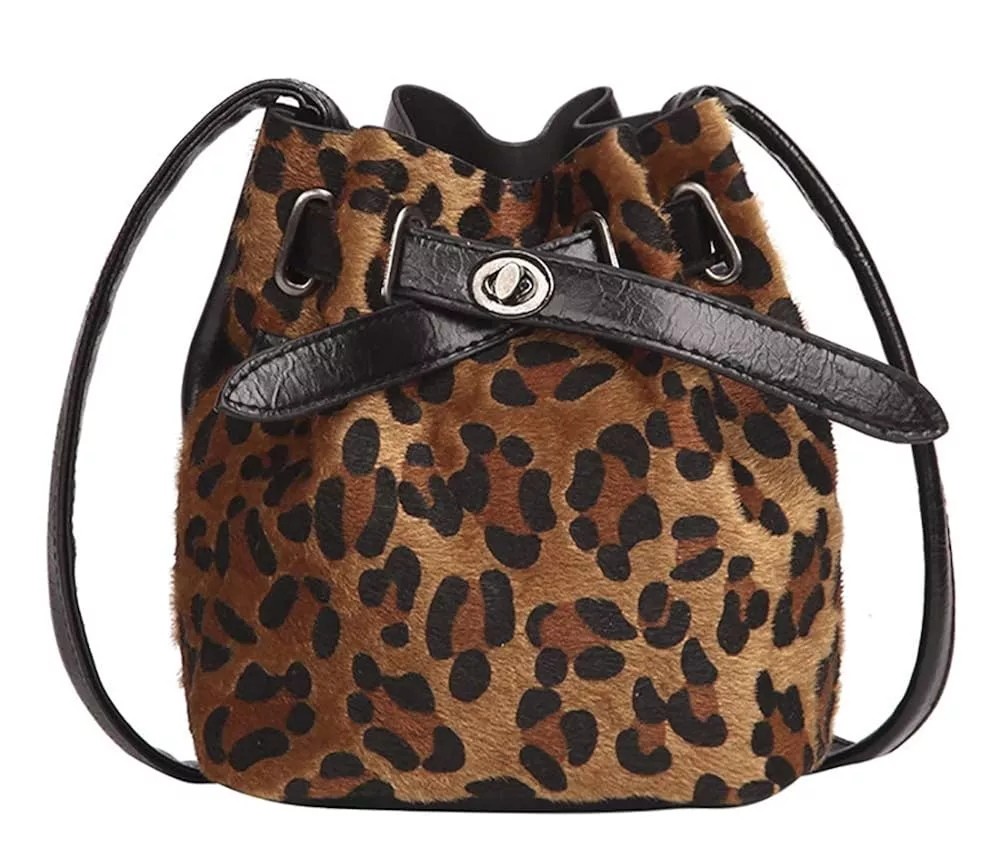 QZUnique Women's PU Leather Drawstring Bucket Bag (Black, One Size) :  : Fashion