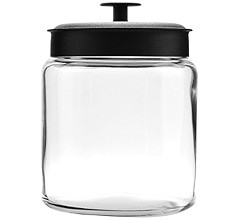 Anchor Hocking Montana Glass Jars with Fresh Seal Lids Canister Set, Black Metal, 3-Piece Set | Amazon (US)