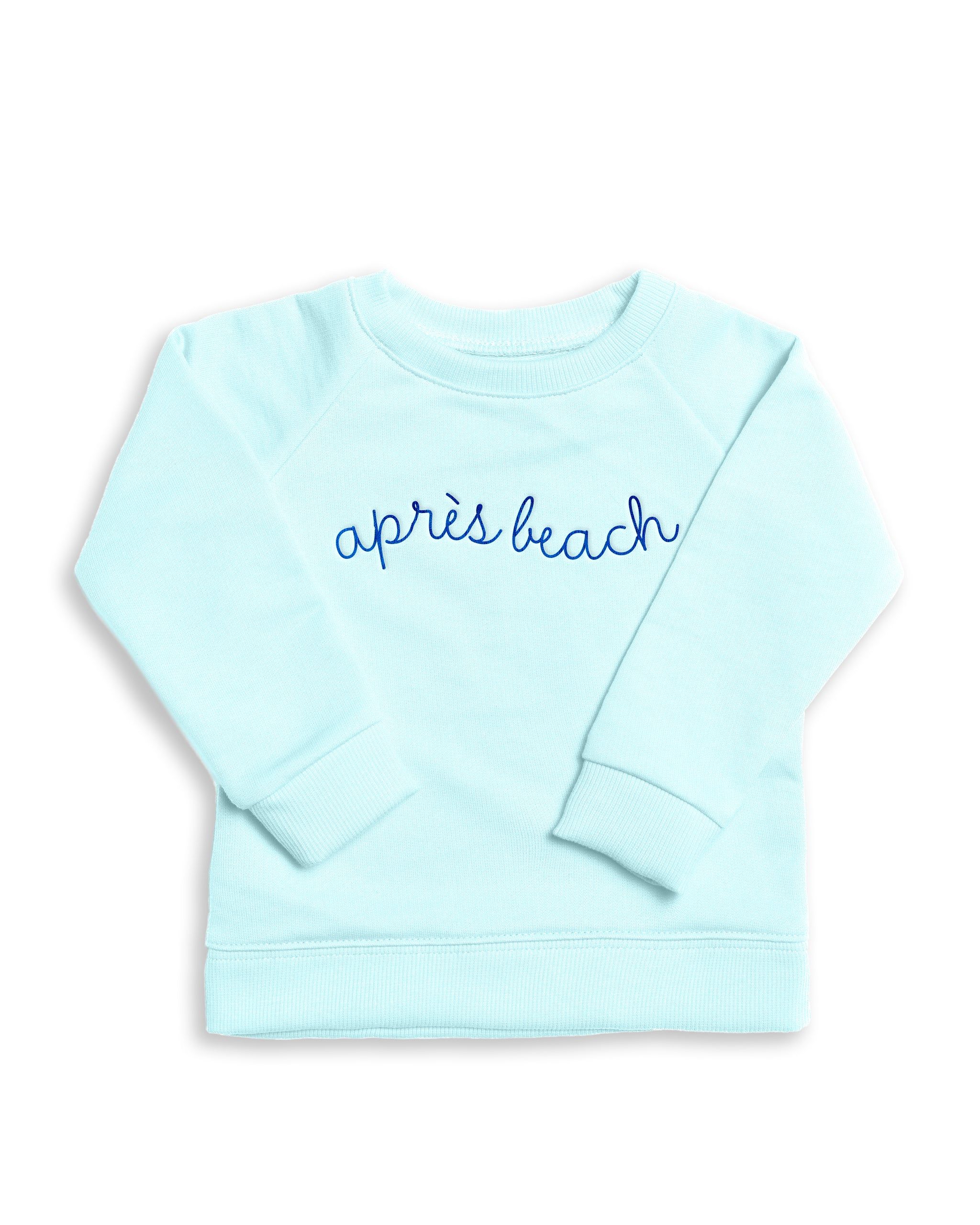 The Organic Embroidered Pullover Sweatshirt [Aqua Apres Beach] | 1212