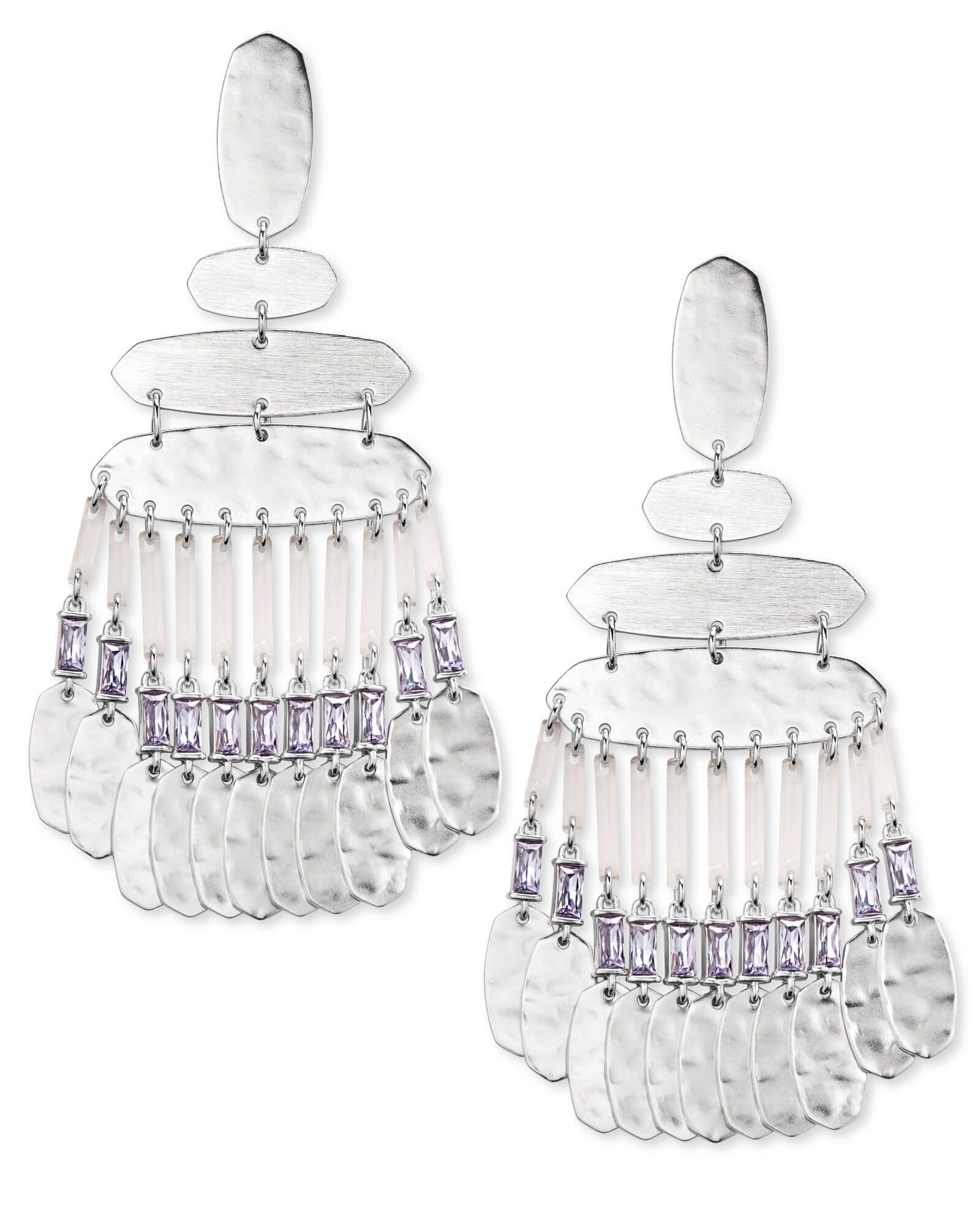 Nicola Silver Statement Earrings in Lilac Crystal | Kendra Scott