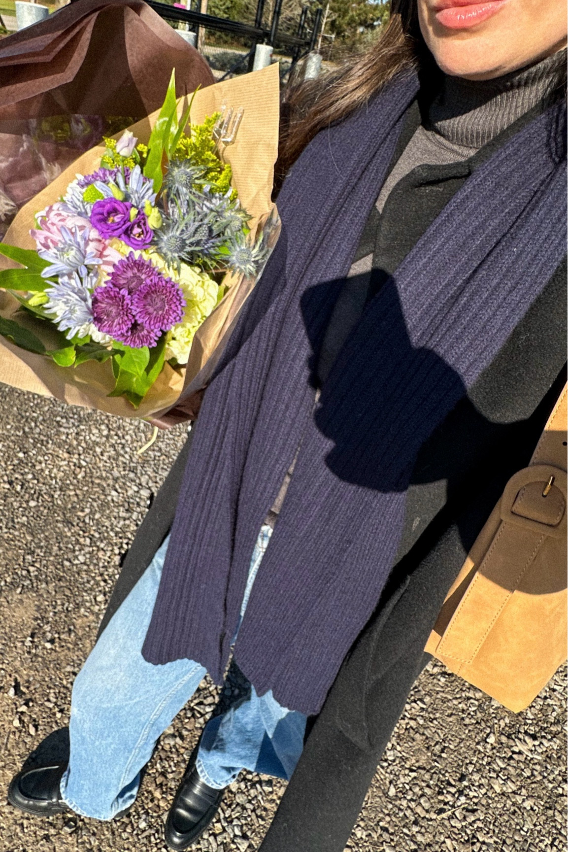 wool coat, navy outfit, winter style, baggy jeans, loafer styling, brown suede bag, winter capsule wardrobe

#LTKwinter #LTKcanada #LTKstyletip