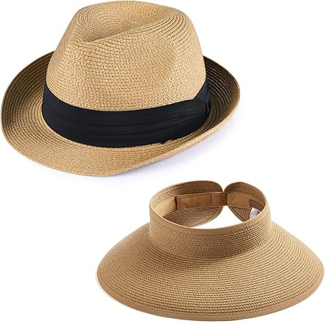 Straw Sun Visor with Stylish Fedora Hat | Amazon (US)