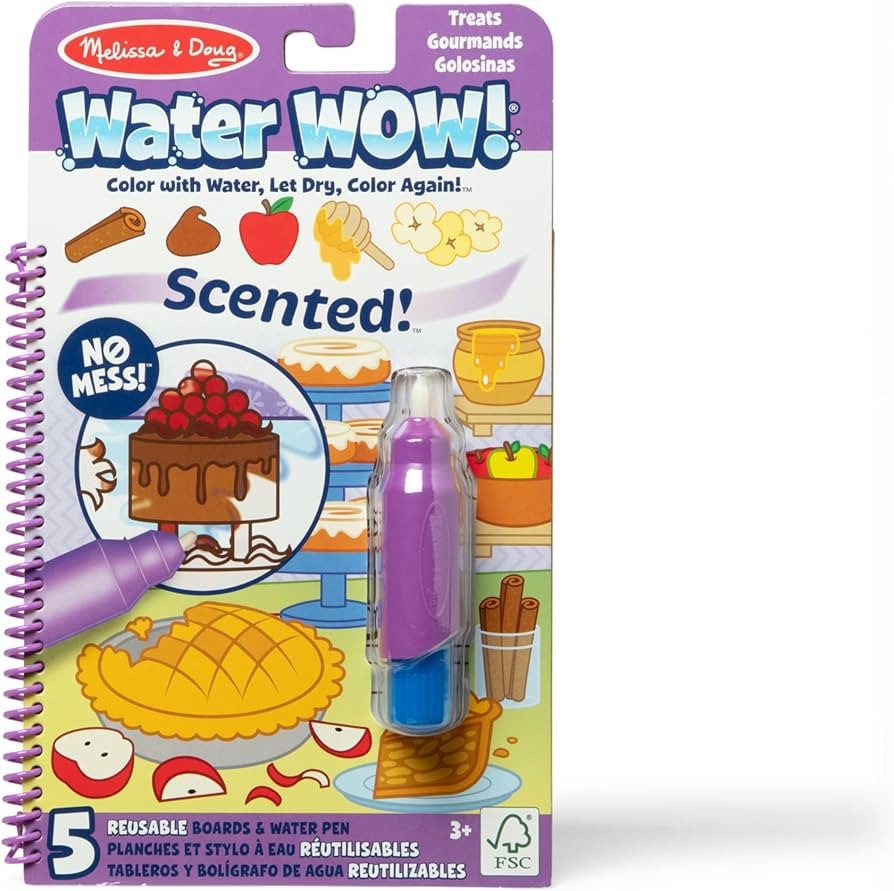 Melissa & Doug Scented Water Wow! Reusable Water-Reveal Coloring Activity Pad Travel Toy – Trea... | Amazon (US)