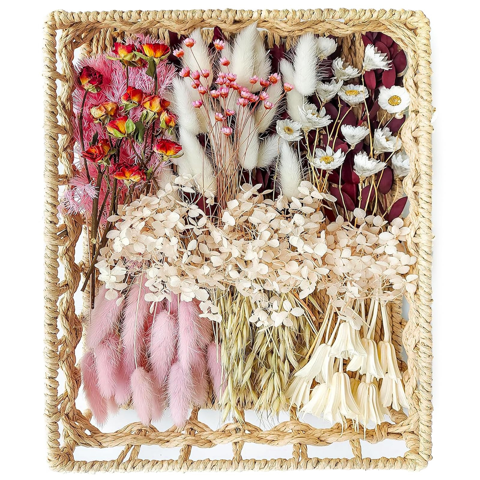 DIY Natural Dried Flower Set for Vase, Bulk Boho Dried Flowers with Stems, Mini Flower Bouquet.(Pink) | Amazon (US)