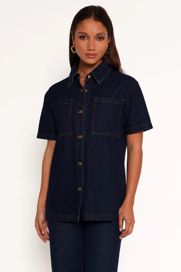 Nolan Denim Shirt - Dark Denim | Petal & Pup (US)