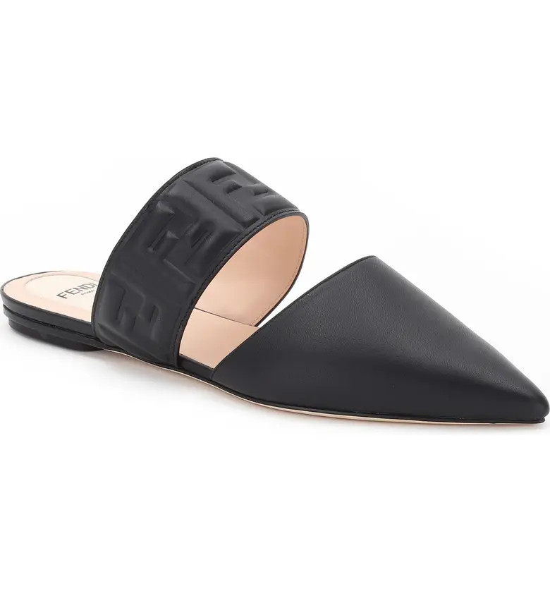 FF Embossed Logo Pointed Toe Mule | Nordstrom