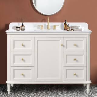 Home Decorators Collection Cliveden 48 in. Single Sink Freestanding Bathroom Vanity in Cameo Whit... | The Home Depot