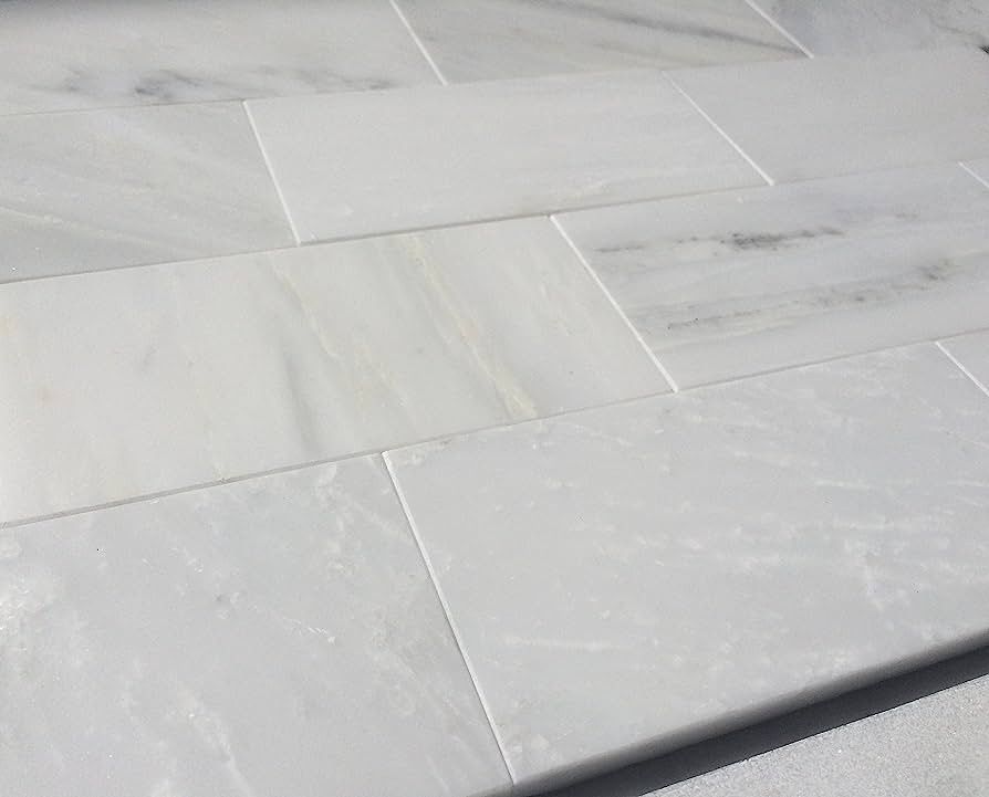 3x6 White Carrara Honed Finish Subway Marble Tile Backsplash Wall | Amazon (US)