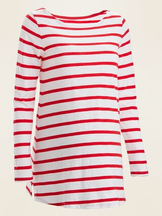 Maternity Nautical-Stripe Long-Sleeve Boat-Neck Tee | Old Navy (US)