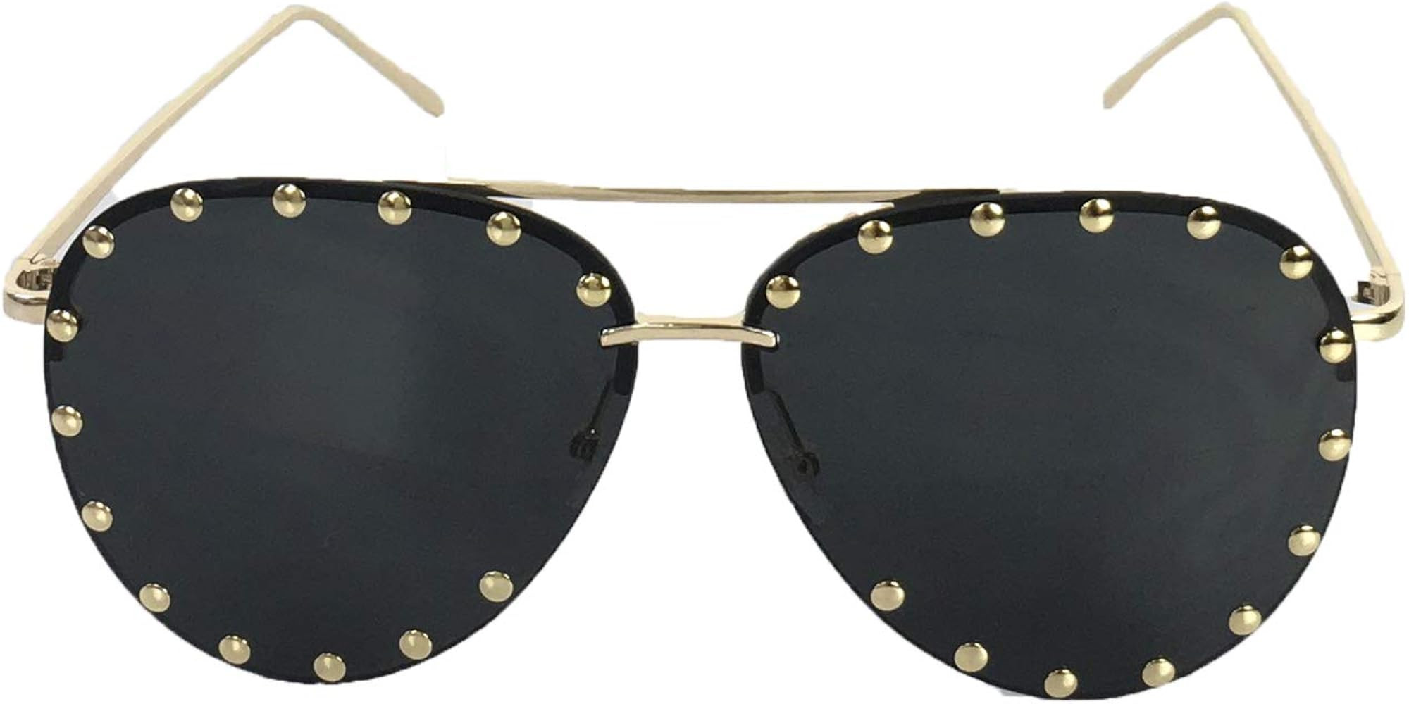 Blue Island Fashion Culture Affair Studded Sunglasses, Unisex Oversized Aviator Eyewear for Men &... | Amazon (US)