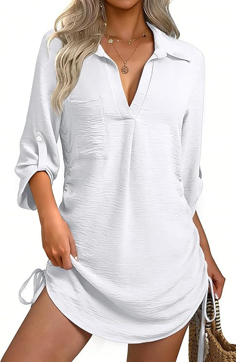 Women Swimsuit Coverup Bathing Suit Cover Ups for Swimwear Swim Summer Bikini Beachwear Drawstrin... | Amazon (US)