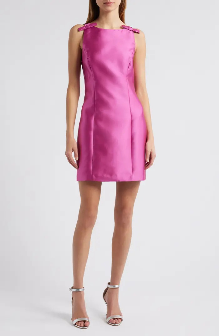 Bow Detail Bateau Neck Gazar Cocktail Dress | Nordstrom