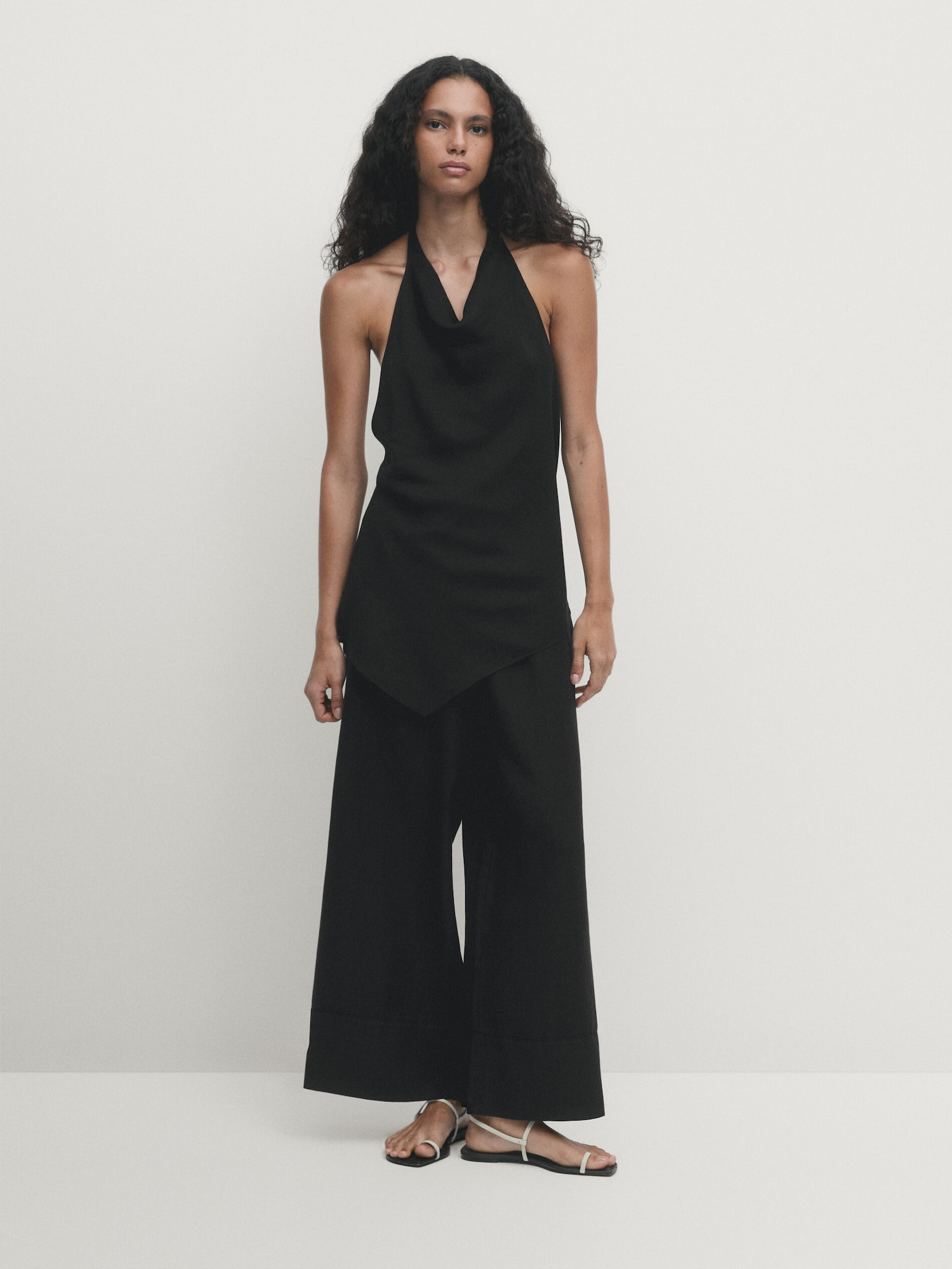 Linen palazzo joggers | Massimo Dutti UK