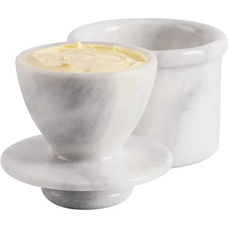 Radicaln Marble Butter Keeper 4.25 inches White Handmade French Butter Holder For Kitchen Counter Decor Ideal Butter Crock For Counter With Water and Butter Crock For Kitchen | Walmart (US)