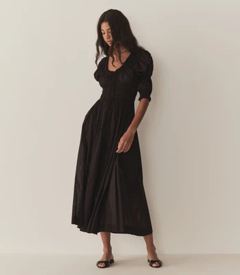 DÄ?EN Ischia Dress -- Black - Size - Xl Cotton Prairie Vintage-inspired Effortless | DOEN