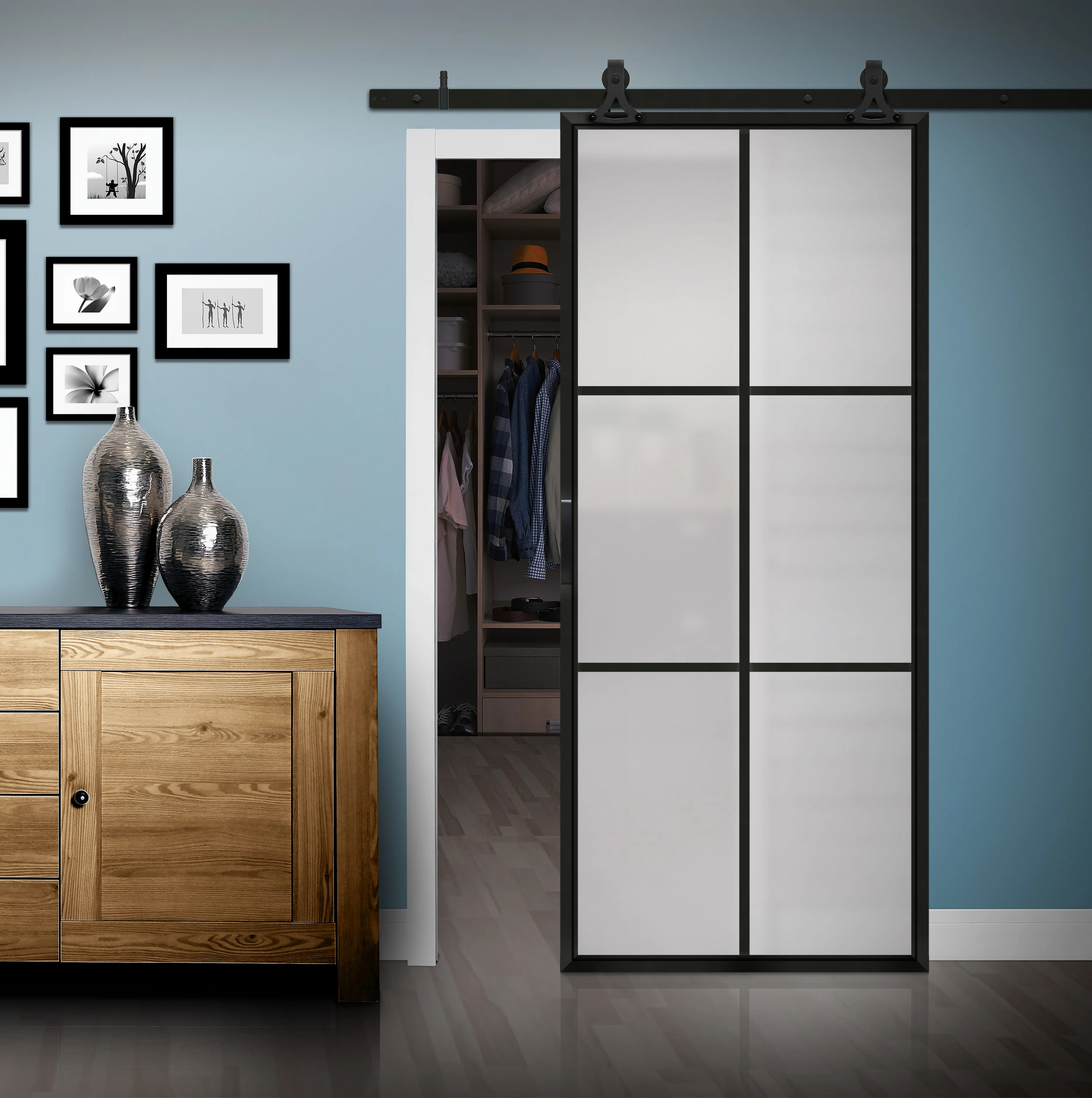 Tribeca 36'' x 84'' Glass with Installation Hardware Kit Barn Door | Wayfair North America
