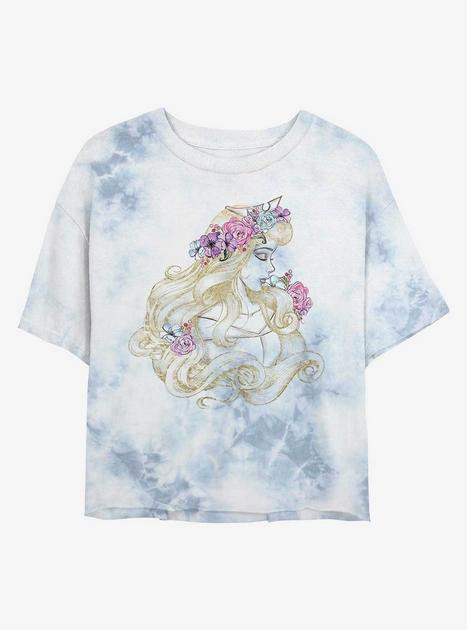 Disney Sleeping Beauty Outline Beauty Womens Tie-Dye Crop T-Shirt | BoxLunch